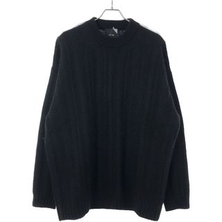 ATON エイトン 21AW MOHAIR SILK SHAGGY RANDOM RIB CREWNECK シャギーニットセーター ブラック 06 6970501(ニット/セーター)