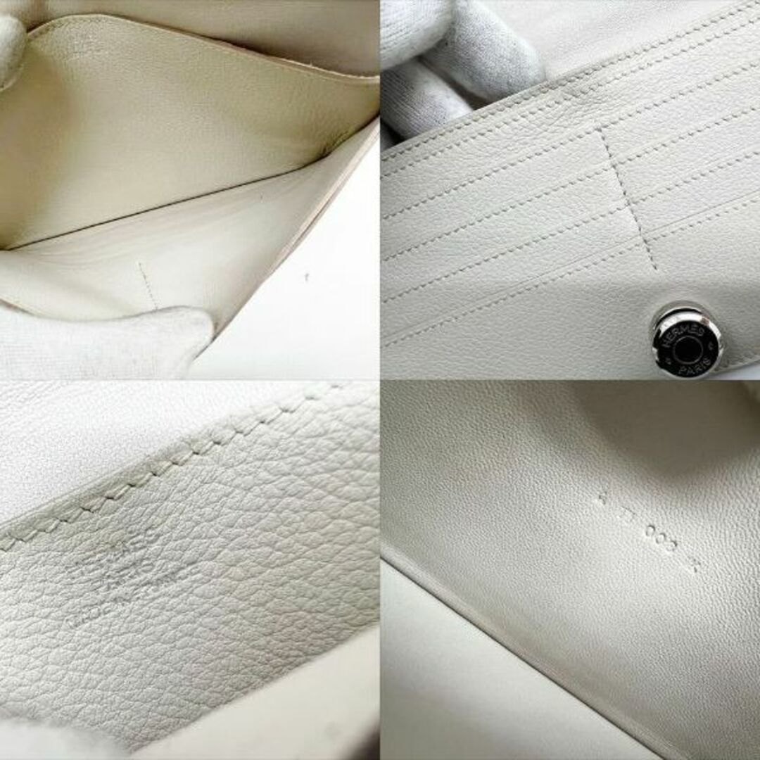 良好品 エルメス ドゴンロング 二つ折り長財布 クレ クリーム系 良好品 エルメス ドゴンロング 二つ折り長財布 クレ クリーム系