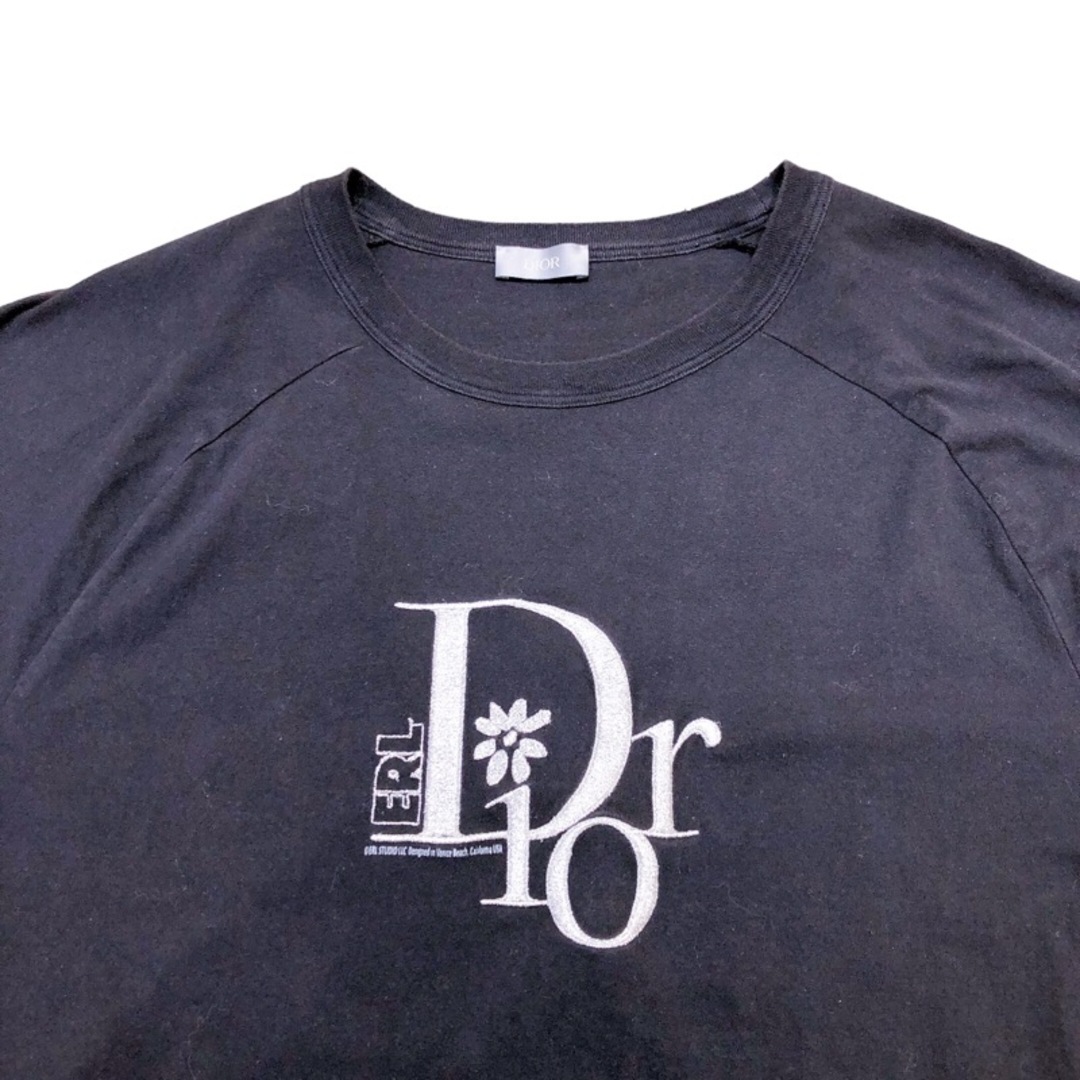 Christian Dior(クリスチャンディオール)の　クリスチャン・ディオール Christian Dior × ERL ダメージ加工 ロゴ Tシャツ 313J647A0817 ブラック/シルバー コットン メンズ 半袖Ｔシャツ メンズのトップス(Tシャツ/カットソー(半袖/袖なし))の商品写真