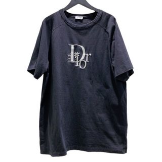 クリスチャンディオール(Christian Dior)の　クリスチャン・ディオール Christian Dior × ERL ダメージ加工 ロゴ Tシャツ 313J647A0817 ブラック/シルバー コットン メンズ 半袖Ｔシャツ(Tシャツ/カットソー(半袖/袖なし))