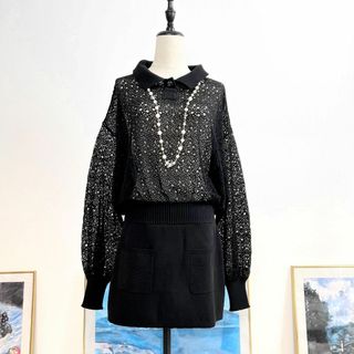 シャネル(CHANEL)の★CHANEL★美品★刺繍★ビッグCOCO★ボリューム袖★チュニック★ワンピース(その他)