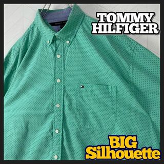 トミーヒルフィガー(TOMMY HILFIGER)のトミーヒルフィガー シャツ 長袖 ドット シャーベットカラー オーバーサイズ 緑(シャツ)
