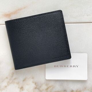 BURBERRY - 未使用品☆BURBERRY バーバリー レザー 二つ折り財布 ブラック 本革 黒