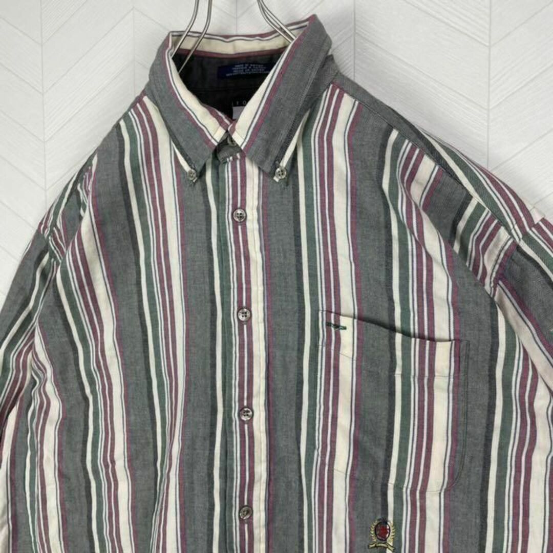 TOMMY HILFIGER(トミーヒルフィガー)の激レア90s トミーヒルフィガー ストライプ シャツ ビックサイズ マルチカラー メンズのトップス(シャツ)の商品写真