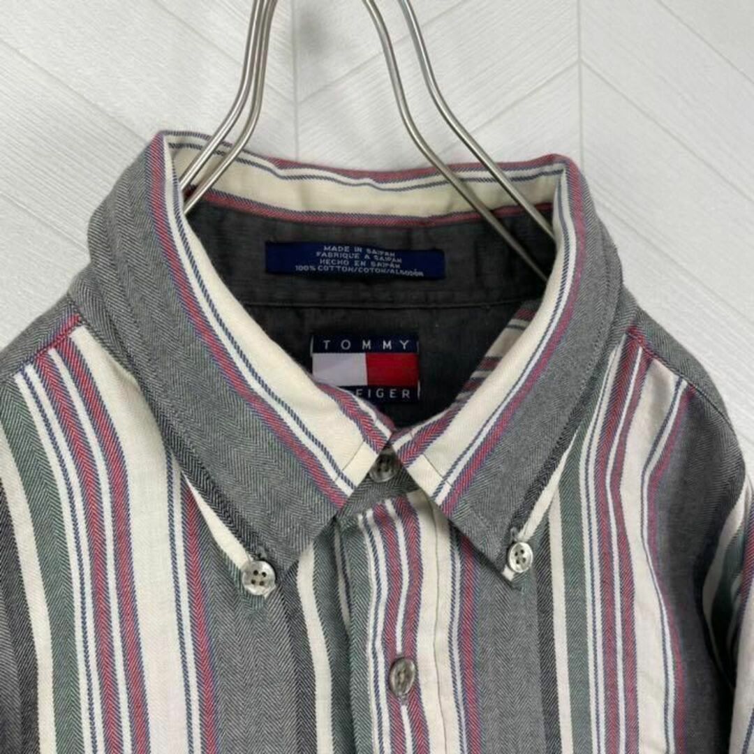 TOMMY HILFIGER(トミーヒルフィガー)の激レア90s トミーヒルフィガー ストライプ シャツ ビックサイズ マルチカラー メンズのトップス(シャツ)の商品写真