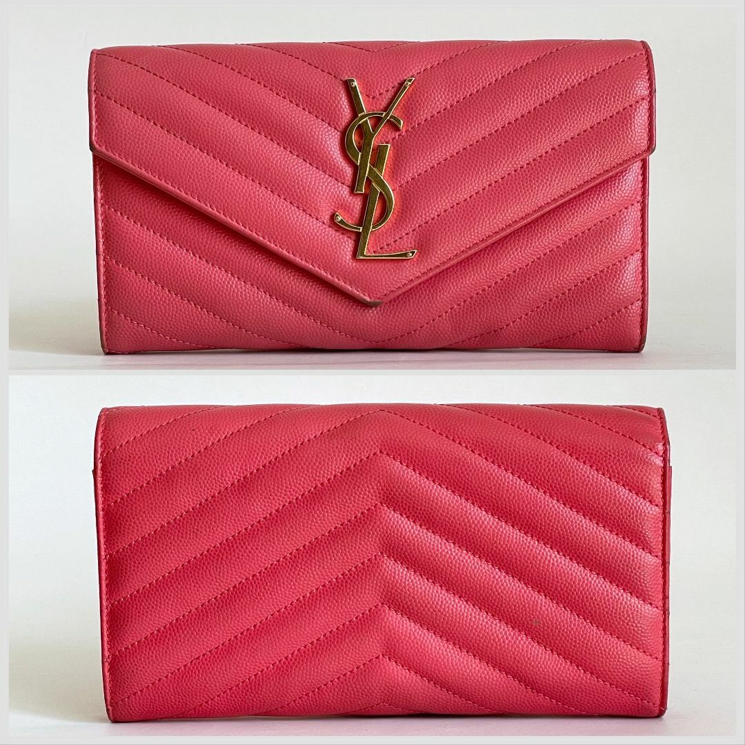 Yves Saint Laurent(イヴサンローラン)のYves Saint Laurent イヴサンローラン レザー 長財布 ピンク レディースのファッション小物(財布)の商品写真