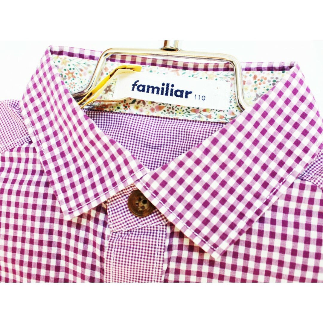 familiar(ファミリア)の【春物 新入荷!】[ファミリア/familiar]110cm 長袖シャツ 紫×白【中古】子供服 キッズ kids 男の子 春 tops 513042 キッズ/ベビー/マタニティのベビー服(~85cm)(シャツ/カットソー)の商品写真