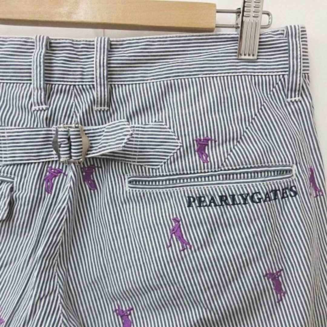 PEARLY GATES(パーリーゲイツ)のパーリーゲイツ ゴルフ パンツ ストライプ 総柄 紺 白 ネイビー ホワイト 4 スポーツ/アウトドアのゴルフ(ウエア)の商品写真