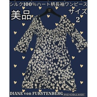 DIANE von FURSTENBERG - 美品♥DIANE von FURSTENBERG♥ワンピース♥ひざ丈♥シルク♥紺