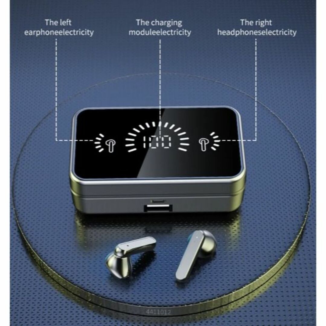 スポーツイヤホン充電ボックス付き スマホ/家電/カメラのオーディオ機器(ヘッドフォン/イヤフォン)の商品写真
