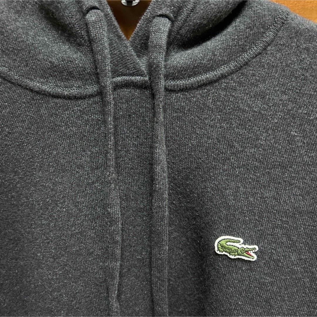 LACOSTE(ラコステ)のラコステ　lacoste カシミヤブレンドニットパーカー　チャコールグレー　36 レディースのトップス(パーカー)の商品写真