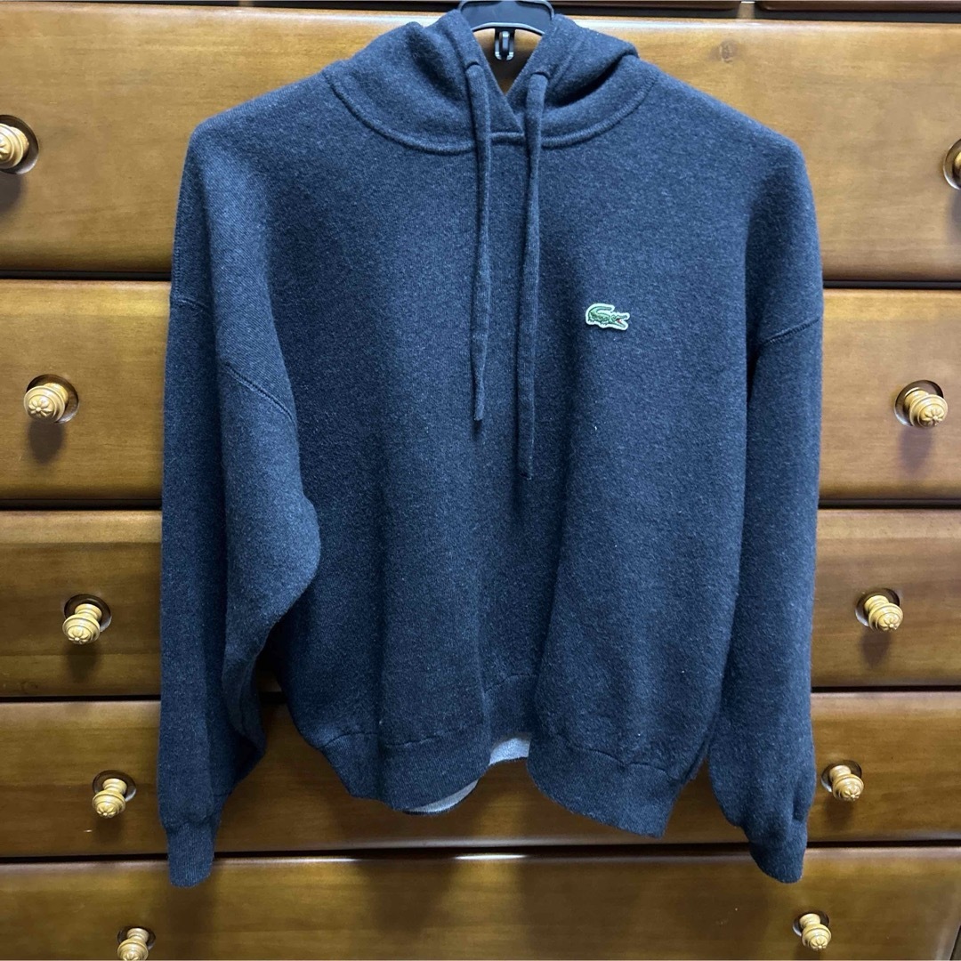 LACOSTE(ラコステ)のラコステ　lacoste カシミヤブレンドニットパーカー　チャコールグレー　36 レディースのトップス(パーカー)の商品写真