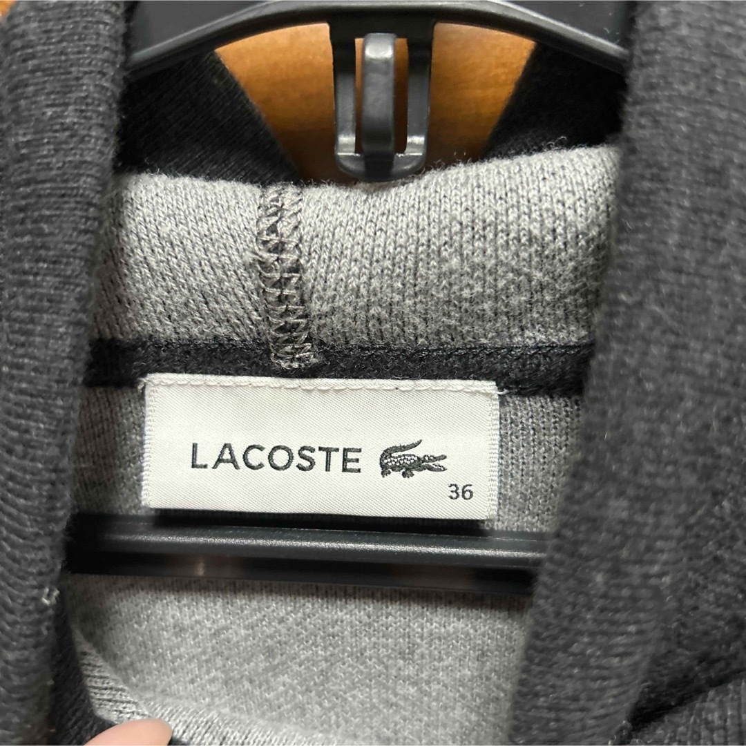 LACOSTE(ラコステ)のラコステ　lacoste カシミヤブレンドニットパーカー　チャコールグレー　36 レディースのトップス(パーカー)の商品写真