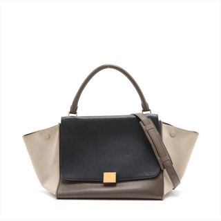 セリーヌ(celine)のセリーヌ トラペーズ ミディアム レザー 2WAY ショルダーバッグ 肩掛け ゴールド 金具 トート ハンド ブラウン レディース EEE S31-7(ショルダーバッグ)