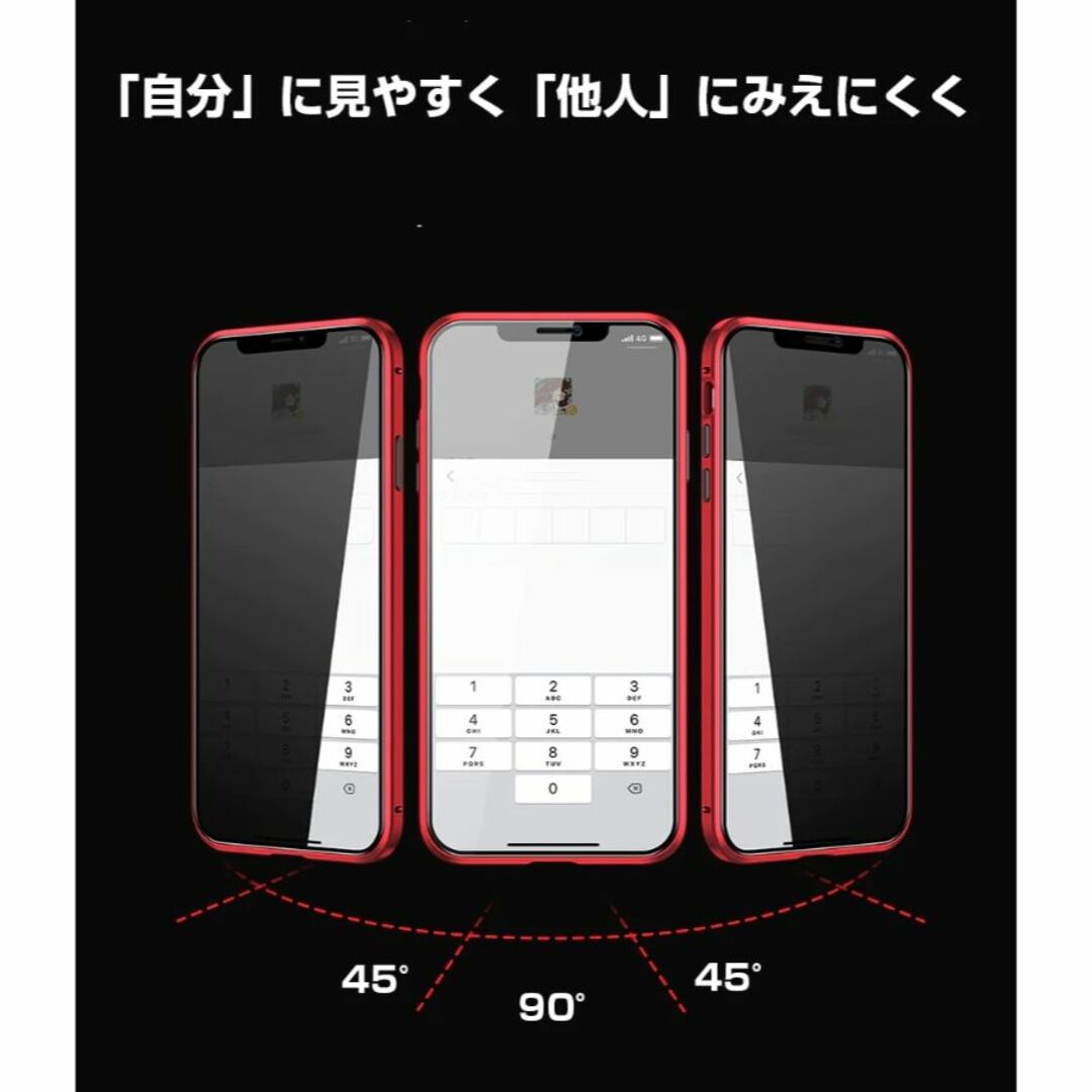 覗き見防止ガラスケースiPhone15/14,Se3/2,7/8 スマホ/家電/カメラのスマホアクセサリー(iPhoneケース)の商品写真