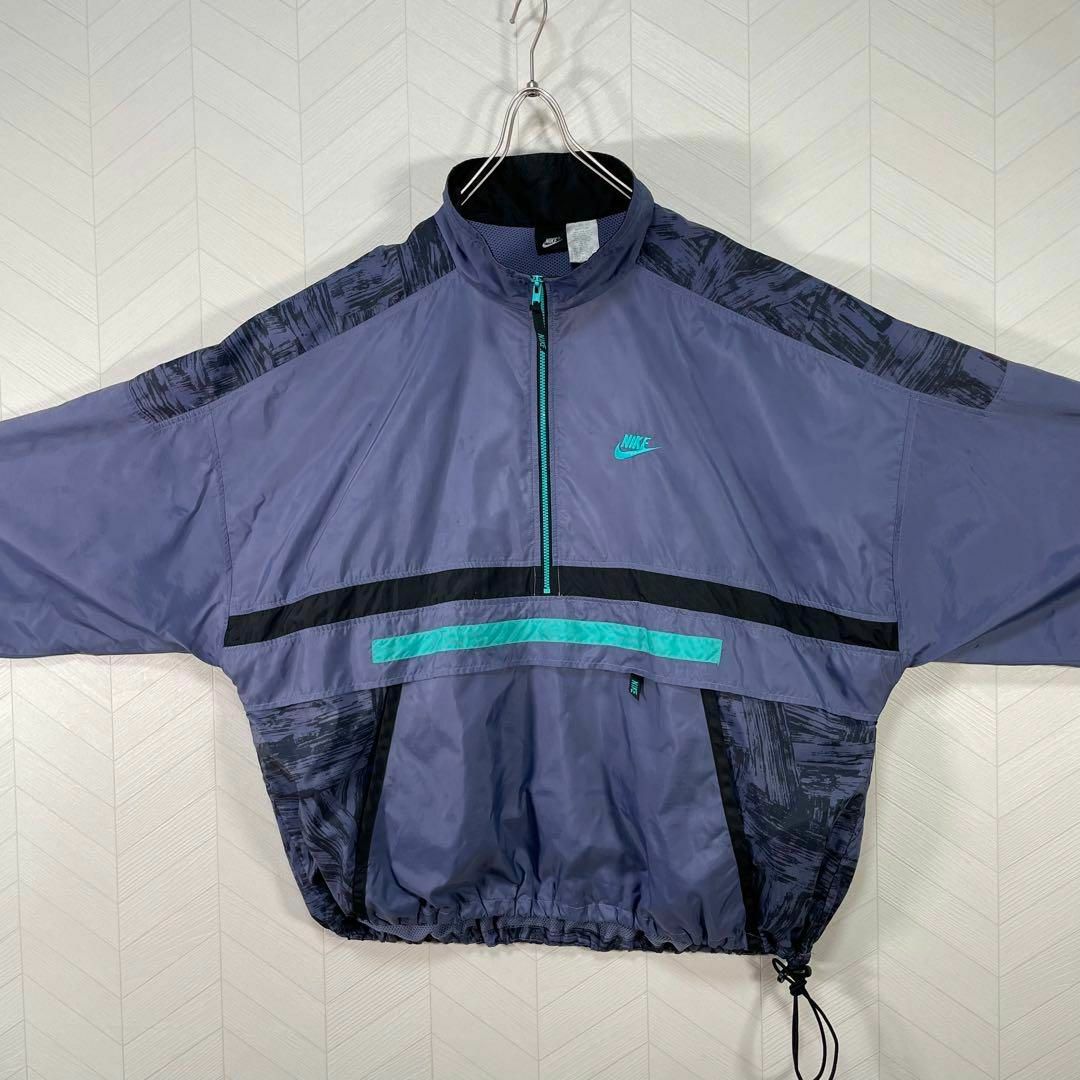 NIKE(ナイキ)の激レア 90s NIKE ハーフジップ ナイロン プルオーバー くすみカラー 柄 メンズのジャケット/アウター(ナイロンジャケット)の商品写真