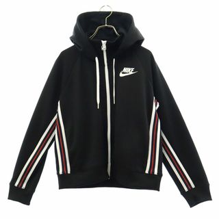 ナイキ ロゴプリント 長袖 スウェット ジップパーカー L ブラック NIKE レディース 古着 【240320】