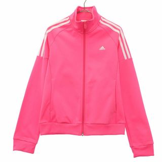 アディダス(adidas)のアディダス ロゴプリント ジャージジャケット S ピンク adidas トラックジャケット スポーツ トレーニング レディース 古着 【240320】(その他)