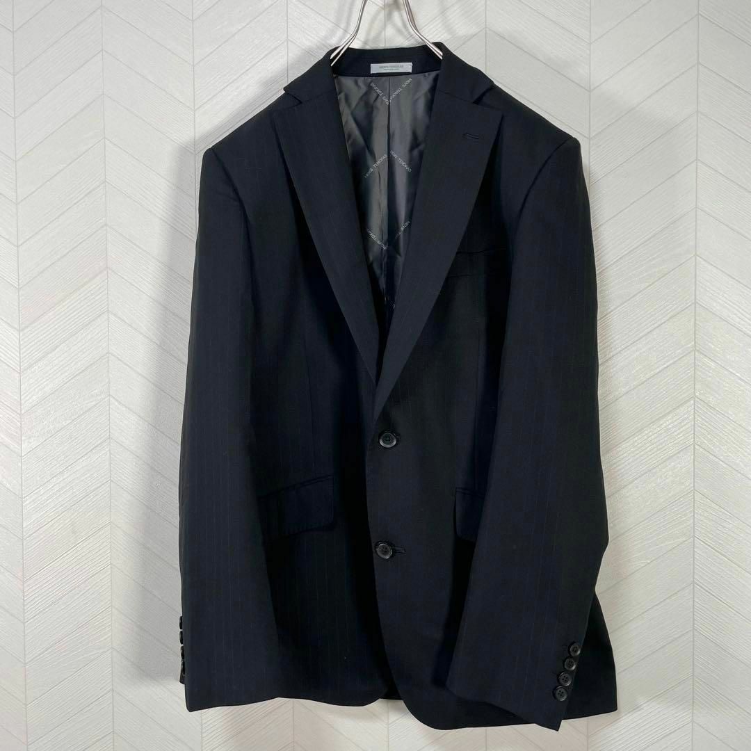 MEN'S TENORAS(メンズティノラス)の美品 MEN'S TENORAS スーツ セットアップ ストライプ 黒 総柄裏地 メンズのスーツ(スーツジャケット)の商品写真