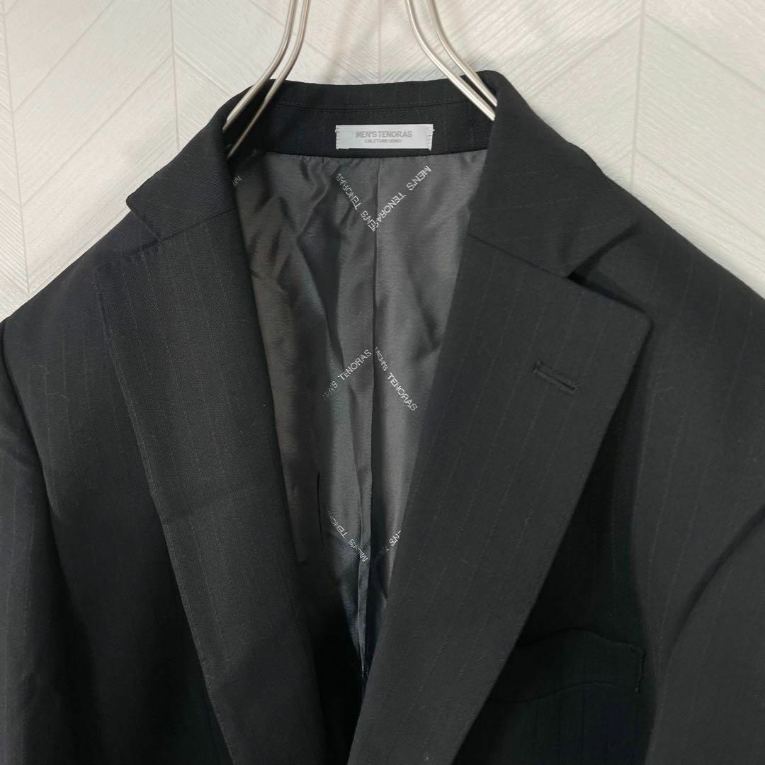 MEN'S TENORAS(メンズティノラス)の美品 MEN'S TENORAS スーツ セットアップ ストライプ 黒 総柄裏地 メンズのスーツ(スーツジャケット)の商品写真