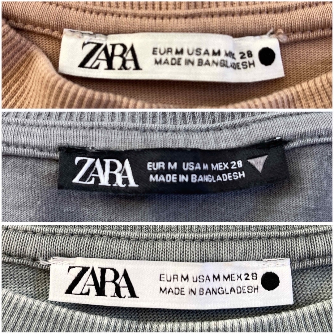 ZARA(ザラ)のザラ ZARA 半袖 Tシャツ ピンク×ブルー×グレー M シンプル 3枚セット レディースのトップス(Tシャツ(半袖/袖なし))の商品写真