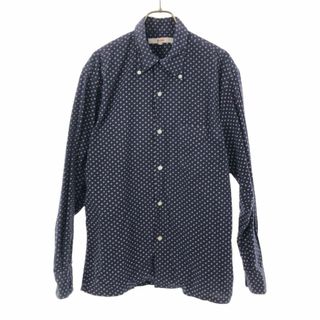 ビームス(BEAMS)のビームス 総柄 長袖 ボタンダウンシャツ M ネイビー BEAMS メンズ 古着 【240320】(シャツ)