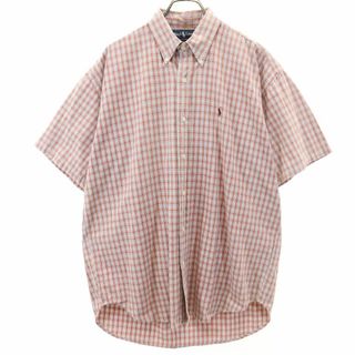 ラルフローレン(Ralph Lauren)のラルフローレン チェック柄 半袖 ボタンダウンシャツ M オレンジ系 RALPH LAUREN メンズ 古着 【240320】 メール便可(シャツ)