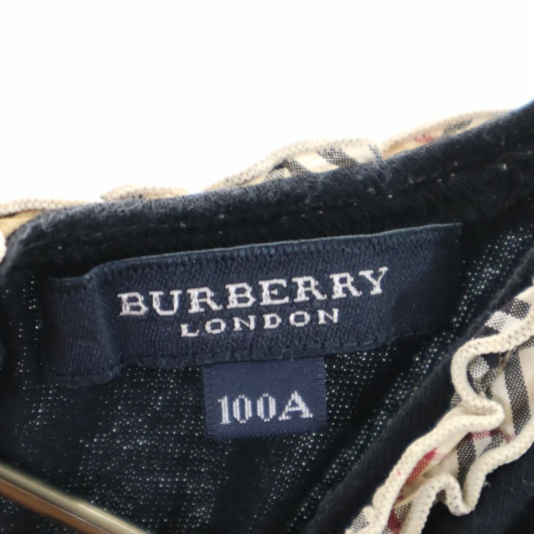 BURBERRY(バーバリー)のバーバリーロンドン チェック 半袖 ワンピース 100A ブラック系 BURBERRY LONDON バックボタン キッズ 古着 【240320】 メール便可 キッズ/ベビー/マタニティのキッズ服女の子用(90cm~)(ワンピース)の商品写真