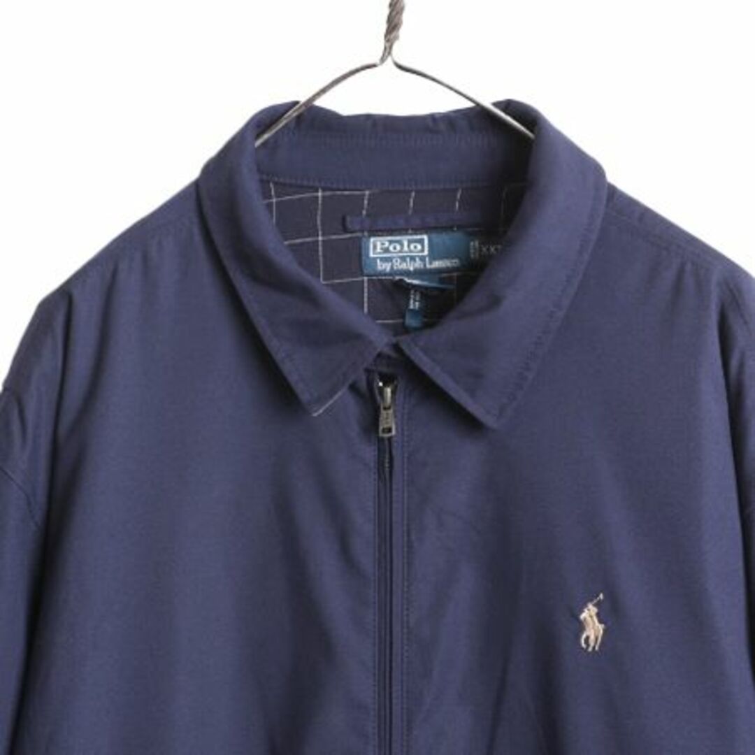 Ralph Lauren(ラルフローレン)の90s ポロ ラルフローレン スムース 素材 スイングトップ ジャケット メンズ XXL / 90年代 POLO ブルゾン フルジップ チェック ライナー付き メンズのジャケット/アウター(ブルゾン)の商品写真