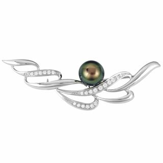 MIKIMOTO - ミキモト MIKIMOTO ブローチ ダイヤモンド K18WG ブラックパール 11.0mm レディース【中古】