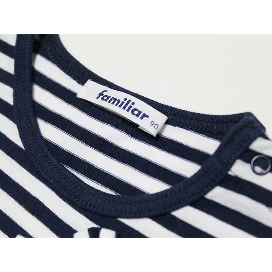 familiar(ファミリア)の‡ファミリア/familiar‡90cm 半袖Tシャツ/半袖カットソー 白×紺【中古】子供服 キッズ kids ベビー服 baby 女の子 夏 615032 tops キッズ/ベビー/マタニティのベビー服(~85cm)(Ｔシャツ)の商品写真