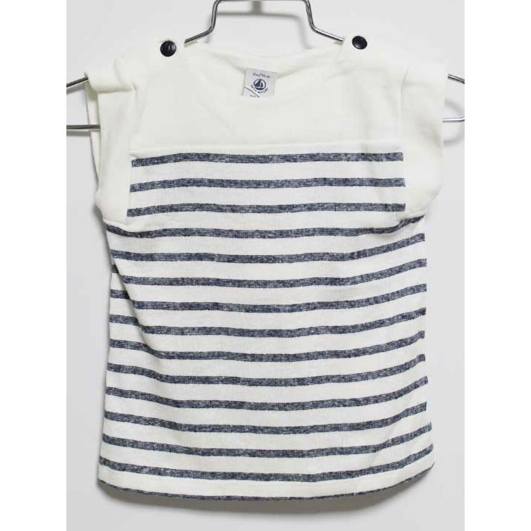 PETIT BATEAU(プチバトー)の新品 未使用品‡プチバトー/PETIT BATEAU‡74cm 半袖Tシャツ/半袖カットソー/ノースリーブ/カットソー/袖なし 白×紺 子供服 キッズ kids ベビー服 baby 女の子 夏 206032 tops キッズ/ベビー/マタニティのベビー服(~85cm)(Ｔシャツ)の商品写真