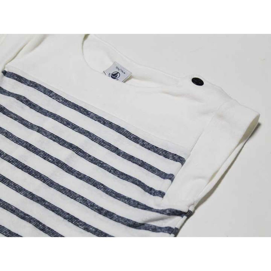 PETIT BATEAU(プチバトー)の新品 未使用品‡プチバトー/PETIT BATEAU‡74cm 半袖Tシャツ/半袖カットソー/ノースリーブ/カットソー/袖なし 白×紺 子供服 キッズ kids ベビー服 baby 女の子 夏 206032 tops キッズ/ベビー/マタニティのベビー服(~85cm)(Ｔシャツ)の商品写真