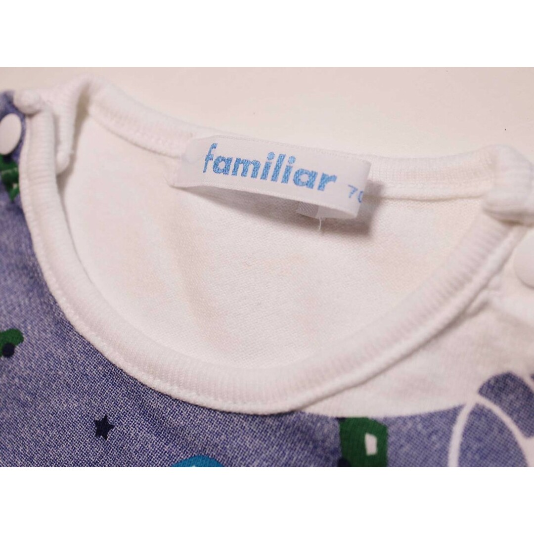 familiar(ファミリア)の[ファミリア/familiar]70cm 半袖カットソー/半袖Tシャツ 白×紺【中古】子供服 キッズ kids ベビー服 baby 男の子 夏 615032 tops キッズ/ベビー/マタニティのベビー服(~85cm)(Ｔシャツ)の商品写真