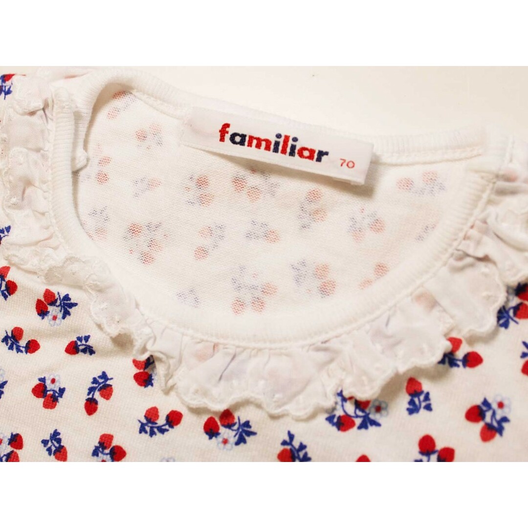 familiar(ファミリア)の[ファミリア/familiar]70cm 半袖カットソー/半袖Tシャツ 白×赤紺【中古】子供服 キッズ kids ベビー服 baby 女の子 夏 615032 tops キッズ/ベビー/マタニティのベビー服(~85cm)(Ｔシャツ)の商品写真