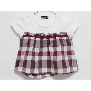 ‡ベベ/BeBe‡80cm 半袖Tシャツ/半袖カットソー 白×赤紫【中古】子供服 キッズ kids ベビー服 baby 女の子 夏 326032 tops(Ｔシャツ)