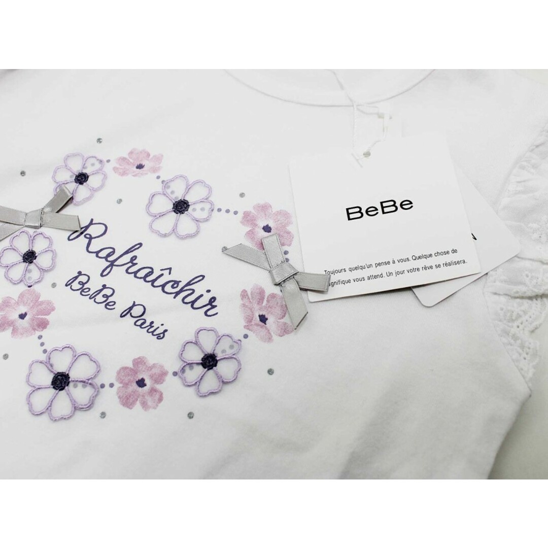 新品 未使用品[ベベ/BeBe]90cm 半袖カットソー/半袖Tシャツ 白 子供服 キッズ kids ベビー服 baby 女の子 夏 226032 tops キッズ/ベビー/マタニティのベビー服(~85cm)(Ｔシャツ)の商品写真