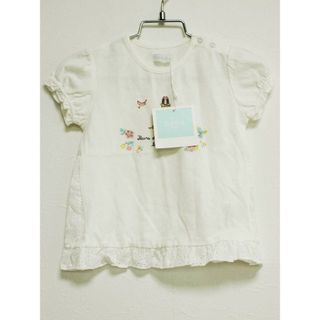 新品 未使用品[ベベ/BeBe]85cm 半袖カットソー/半袖Tシャツ オフホワイト 子供服 キッズ kids ベビー服 baby 女の子 夏 226032 tops(Ｔシャツ)