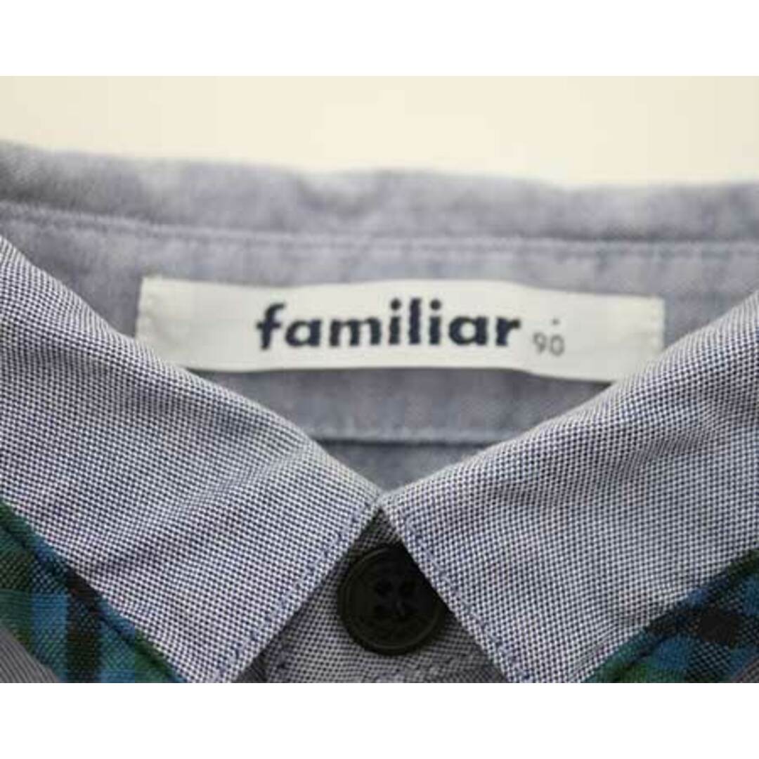 familiar(ファミリア)の【春物 新入荷!】〓ファミリア/familiar〓90cm 長袖シャツ 青×紺 【中古】子供服 キッズ kids ベビー baby  男の子 春秋 tops 803042 キッズ/ベビー/マタニティのベビー服(~85cm)(シャツ/カットソー)の商品写真