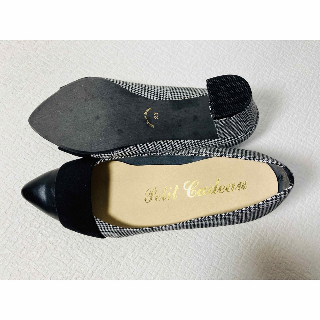 SH95◆新品◆千鳥格子コンビチャンキーヒールパンプス 23.0 日本製 レディースの靴/シューズ(ハイヒール/パンプス)の商品写真