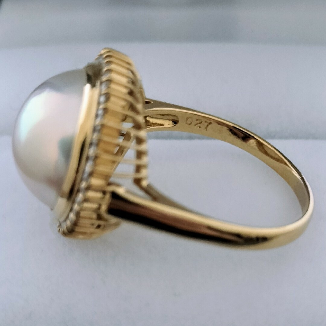 ダイヤモンド×マベパール リング K18YG 12.5mm 6.3g レディースのアクセサリー(リング(指輪))の商品写真