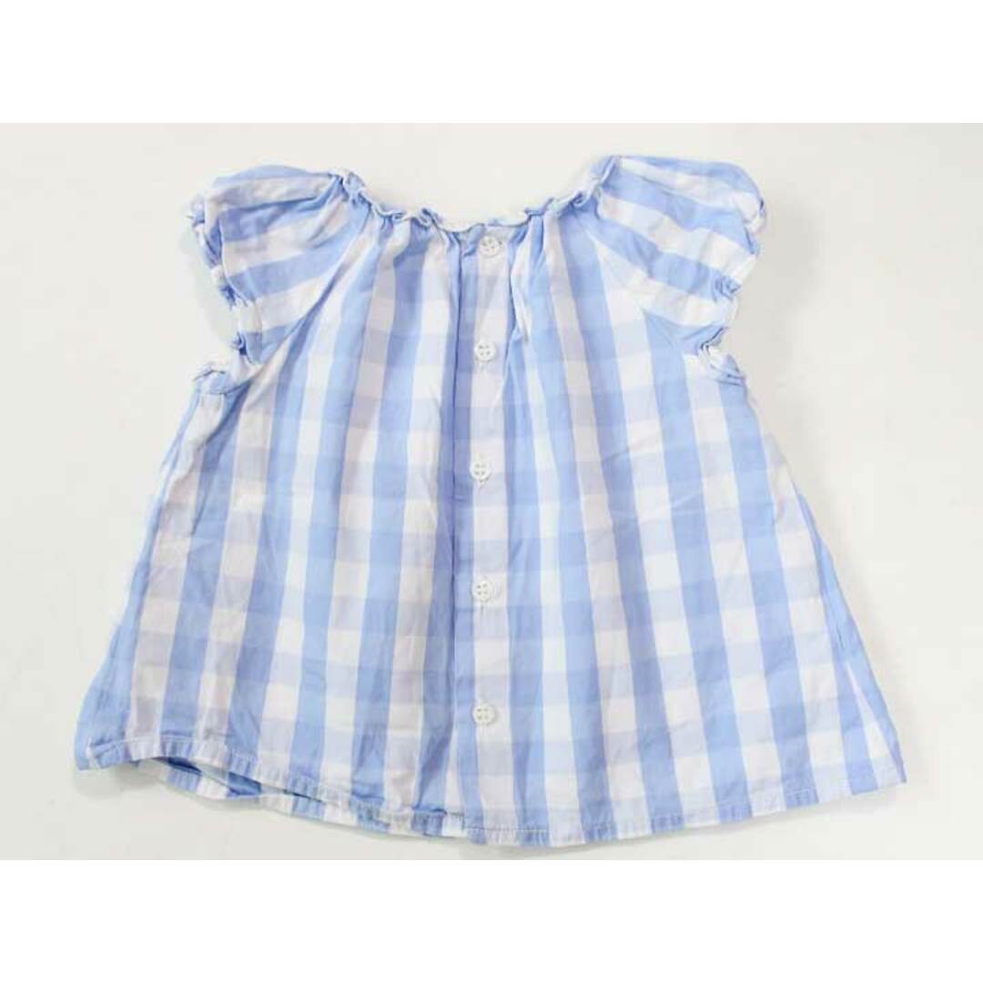 ☆ボンポワン/BONPOINT☆81cm 半袖ブラウス 水色×白 【中古】子供服 キッズ kids ベビー服 baby 女の子 夏 205032 tops キッズ/ベビー/マタニティのベビー服(~85cm)(シャツ/カットソー)の商品写真