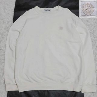 ストーンアイランド(STONE ISLAND)の美品 2XL ストーンアイランド プルオーバー 白 ワンポイント ロゴ 長袖(スウェット)