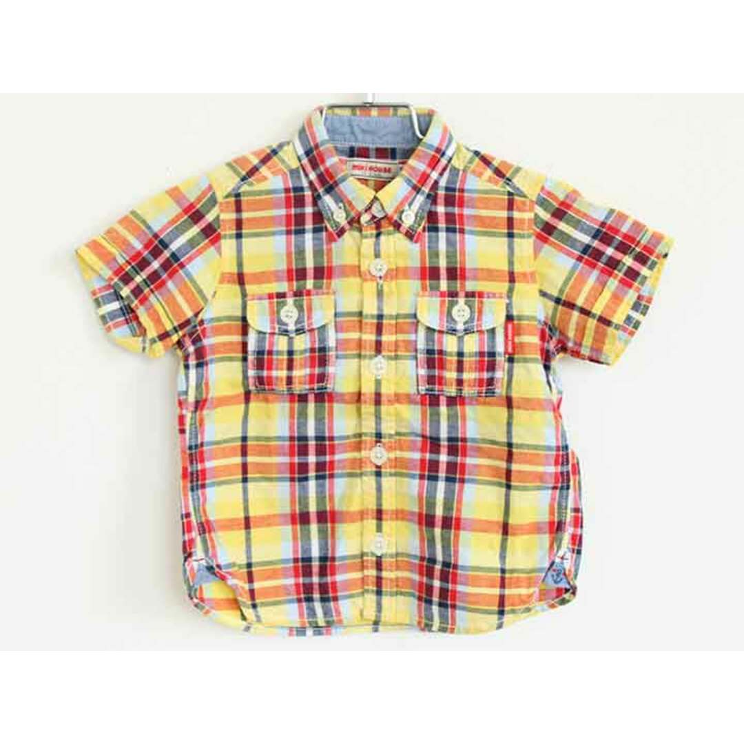 mikihouse(ミキハウス)の†ミキハウス/MIKIHOUSE†90cm 半袖シャツ 紺×白【中古】子供服 キッズ kids ベビー服 baby 男の子 女の子 夏 824032 tops キッズ/ベビー/マタニティのベビー服(~85cm)(シャツ/カットソー)の商品写真