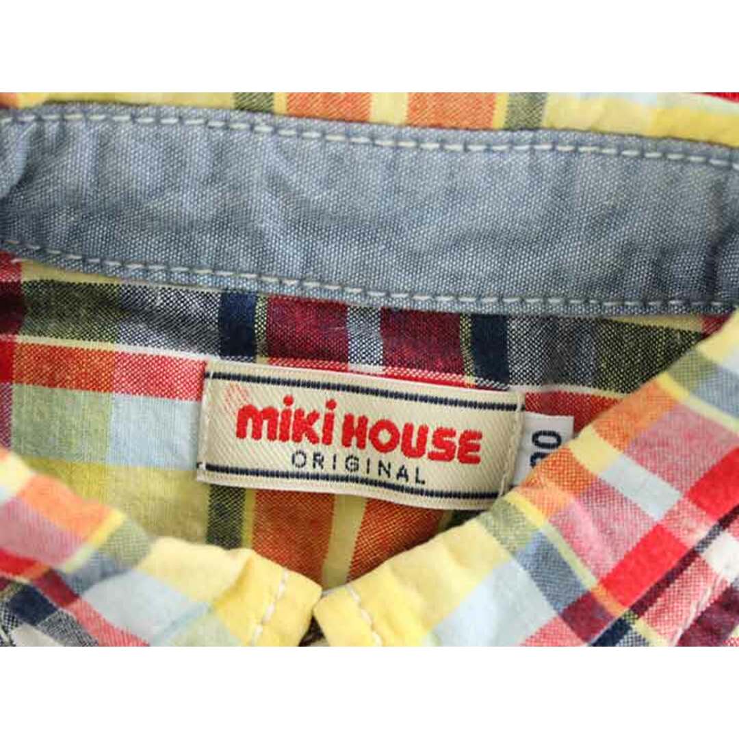 mikihouse(ミキハウス)の†ミキハウス/MIKIHOUSE†90cm 半袖シャツ 紺×白【中古】子供服 キッズ kids ベビー服 baby 男の子 女の子 夏 824032 tops キッズ/ベビー/マタニティのベビー服(~85cm)(シャツ/カットソー)の商品写真