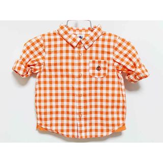 プチバトー(PETIT BATEAU)の【春夏物 新入荷!】‡プチバトー/PETIT BATEAU‡74cm 長袖シャツ オレンジ×白 袖2way【中古】子供服 キッズ kids ベビー服 baby 男の子 春夏 tops 213042(シャツ/カットソー)