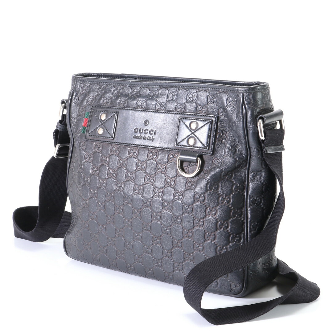 Gucci(グッチ)の極美品 グッチ グッチシマ 322080 レザー ショルダーバッグ 斜め掛け メッセンジャー 通勤 本革 ブラック 黒 A4 メンズ EHM T2-4 メンズのバッグ(ショルダーバッグ)の商品写真