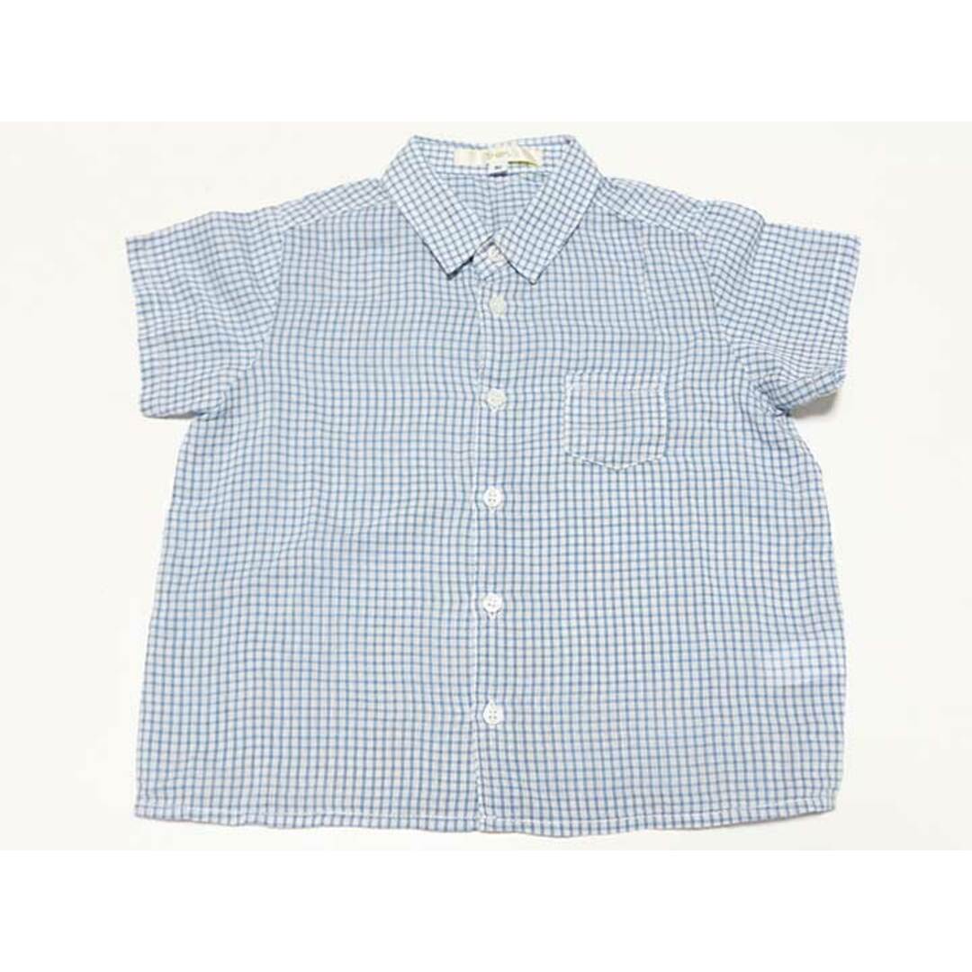 SHIPS(シップス)の‡シップス/SHIPS kids‡80cm 半袖シャツ 白×ブルー【中古】子供服 キッズ kids ベビー服 baby 男の子 夏 126022 tops キッズ/ベビー/マタニティのベビー服(~85cm)(シャツ/カットソー)の商品写真