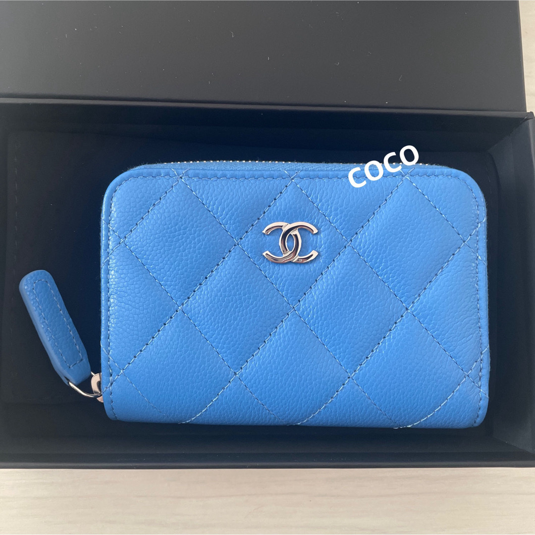 CHANEL(シャネル)の新品 CHANEL ミニ財布 コインケース ブルー キャビアスキン コインパース レディースのファッション小物(コインケース)の商品写真