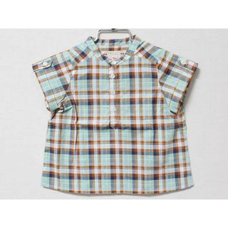 新品 未使用品《ボンポワン/BONPOINT》73cm 半袖シャツ 緑×茶色系 子供服 キッズ kids ベビー服 baby 男の子 夏 215032 tops(シャツ/カットソー)